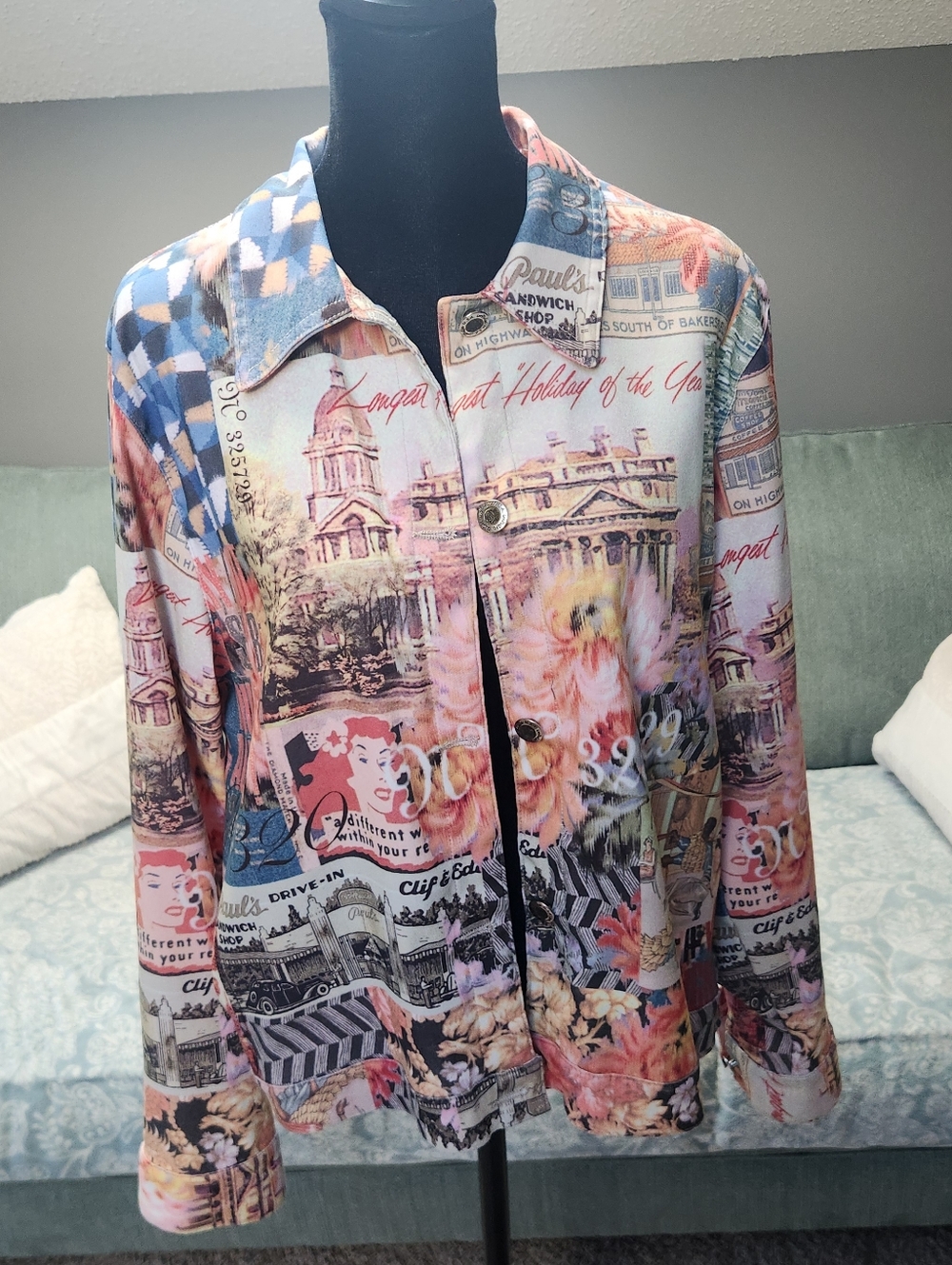 Impulse Womens California artistic jacket Holiday Tours Theme Medium Made In USA